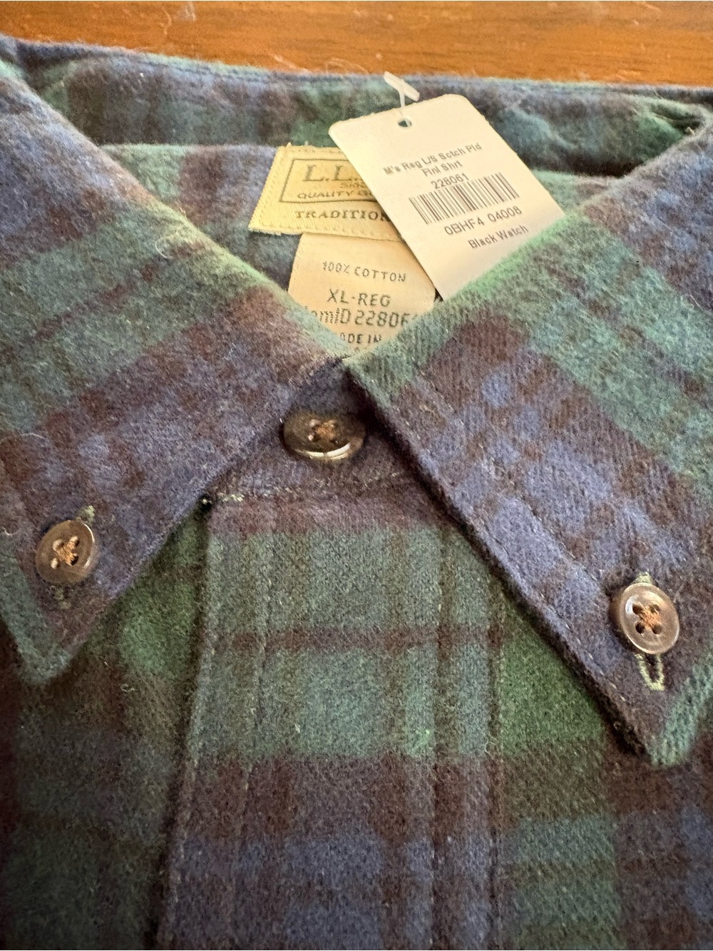L.L. Bean Blackwatch Plaid Button-Down Shirt - Green and Blue
